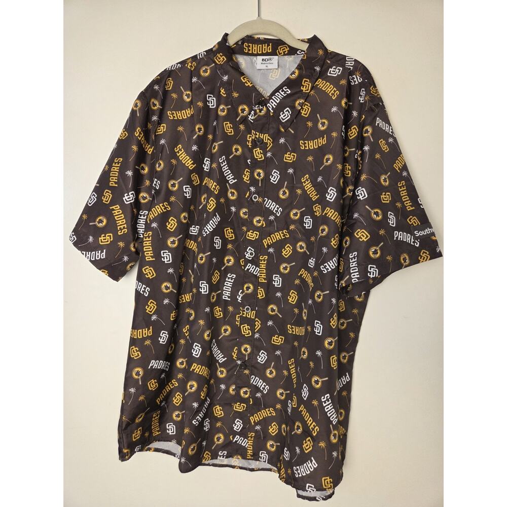 BDG MLB San Diego Padres Men's XL Button Front Brown Gold Polyester Southwest